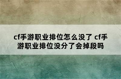 cf手游职业排位怎么没了 cf手游职业排位没分了会掉段吗